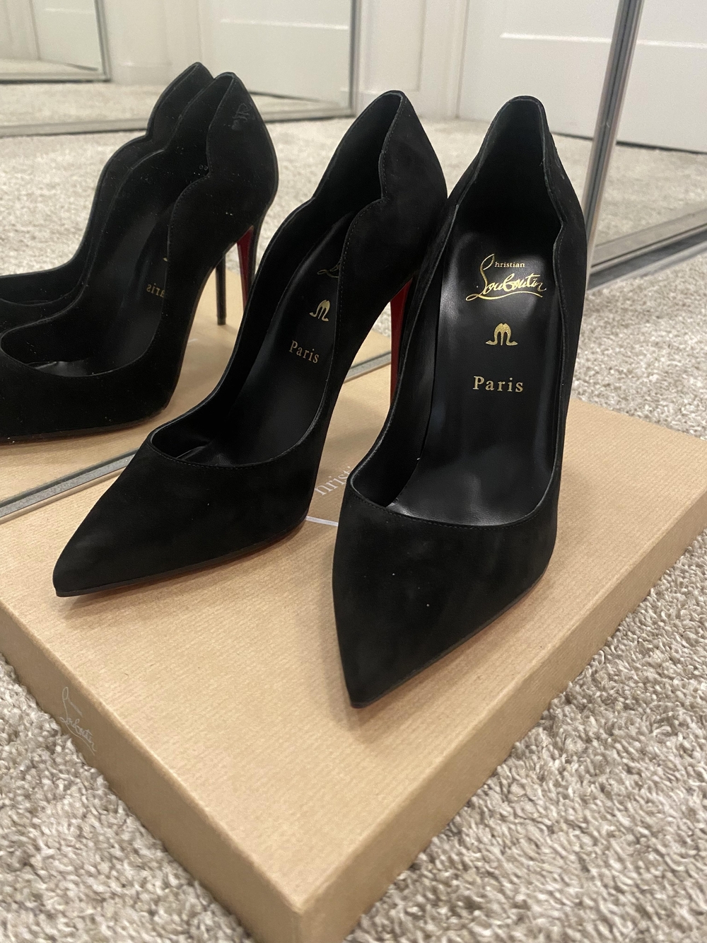 Christian Louboutin Custom Hot Chick 100mm Black Suede Size 38